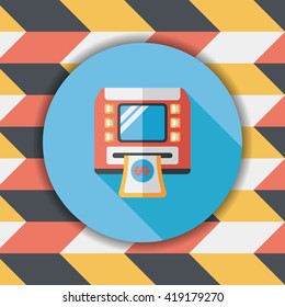 ATM flat icon with long shadow,eps10