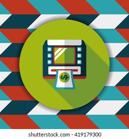 ATM flat icon with long shadow,eps10