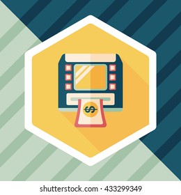 ATM flat icon with long shadow,eps10