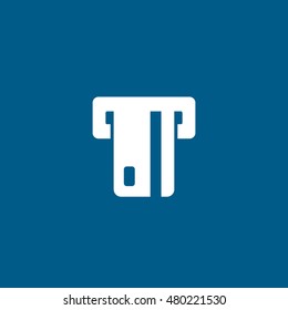 ATM Flat Icon On Blue Background