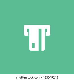 ATM Flat Icon On Green Background