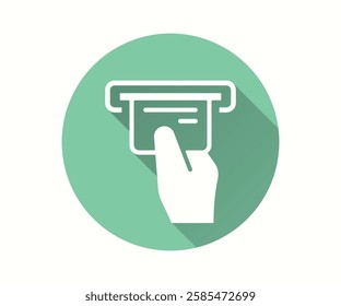 ATM flat icon. Simple illustration with long shadow for graphic and web design.