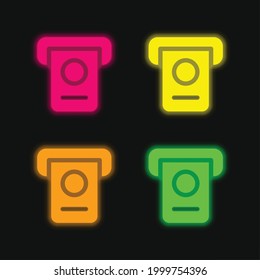 Atm four color glowing neon vector icon
