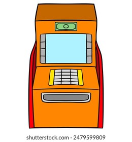 VECTOR aislado dibujado a mano de la ilustración de vista frontal ATM