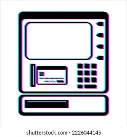 ATM-Glitze-Symbol, automatische Tellermaschine, Currency-Vektorgrafik-Illustration