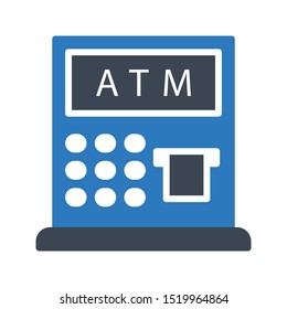 atm glyph colour line vector icon