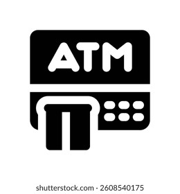 atm glyph icon. Strong and solid vector icon for websites, mobile interfaces, presentations, and visual branding. High quality and easy to edit.