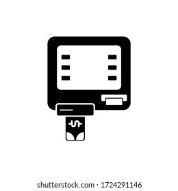 ATM glyph vector icon design. Automated teller  machine illustration design. Black glyph vector icon.
