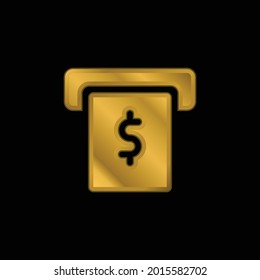 Atm gold plated metalic icon or logo vector