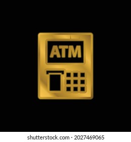 ATM gold plated metalic icon or logo vector