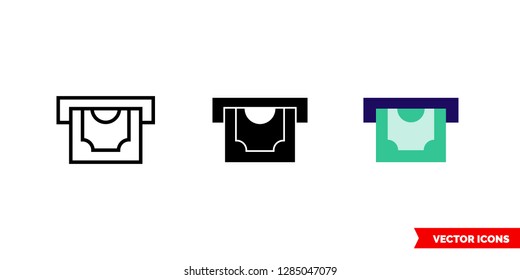 ATM icon of 3 types: color, black and white, outline. Isolated vector sign symbol.