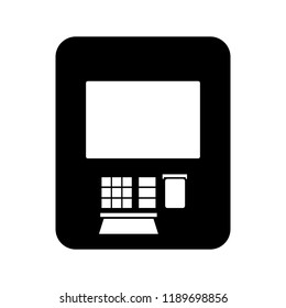 ATM icon; automated teller machine on white background. vector illustration.