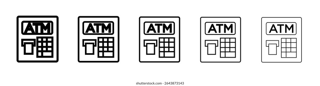 Sinal de vetor preto e branco do ícone ATM