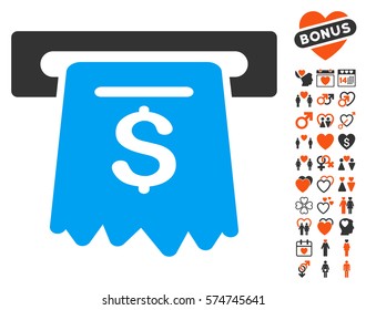 ATM icon with bonus marriage icon set. Vector illustration style is flat iconic symbols for web design, app user interfaces.