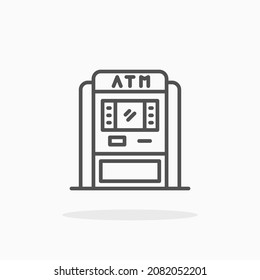 icono ATM. Estroque editable y píxel perfecto. Estilo de esquema. Ilustración vectorial. Disfruta de este icono para tu proyecto.