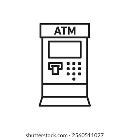 ATM icon Flat art in black and white isolated