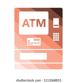 ATM icon. Flat color design. Vector illustration.