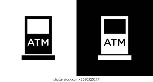 Icono de cajero automático. colección de estilo plano y de línea.
