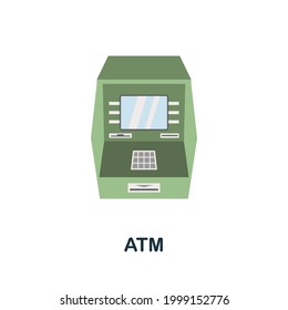 Atm-Symbol. Flaches Zeichenelement aus der Kreditsammlung. Kreatives Atm-Symbol für Webdesign, Vorlagen, Infografiken und mehr