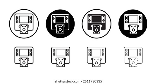 ATM icon Flat simple outline set