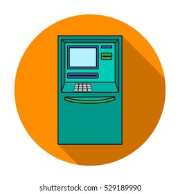 ATM icon in flat style isolated on white background. Money and finance symbol stock vector illustration.
