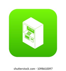 Atm icon green vector isolated on white background