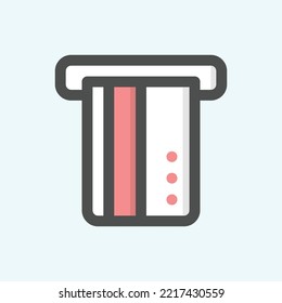  atm icon, isolated Fintech colored outline icon in light blue background, perfect for website, blog, logo, graphic design, social media, UI, mobile app