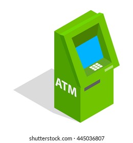 Atm icon in isometric 3d style isolated on white background. Equipment and money symbol