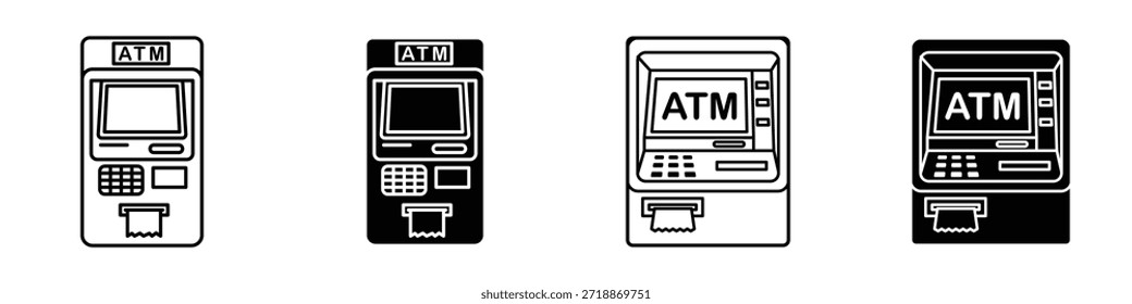 Icono de Atm en paquete de estilo lineal y Clipart sobre fondo blanco.
