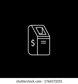 ATM-Symbol auf weiß. Vektorgrafik. Mit Pos-Terminal ausgestattete Symbole für Banken, Zahlungsmethoden und Finanzierungslinien
