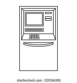 ATM icon in outline style isolated on white background. Money and finance symbol stock vector illustration.