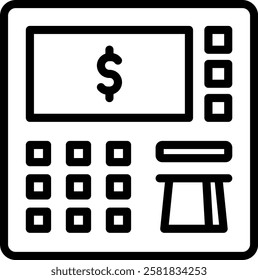 Atm Icon Outline Vector Illustration