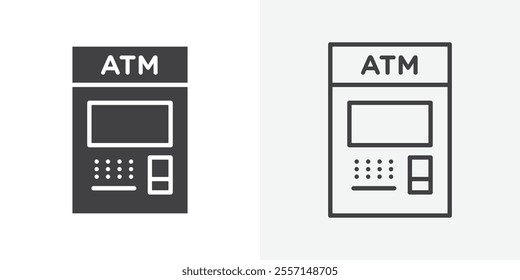 ATM icon. outlined vector style.