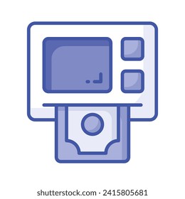 El icono ATM representa una máquina que entrega efectivo y permite a los clientes realizar transacciones bancarias. Icono moderno de la máquina atm