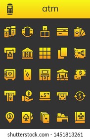 atm icon set. 26 filled atm icons.  Simple modern icons about  - Transfer, Payment terminal, Card, Cards, Atm, Bank, Keypad, Strongbox, Payment, Money transfer, Currency exchange