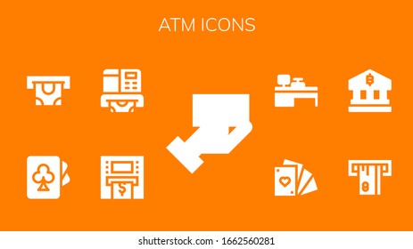 atm icon set. 9 filled atm icons. Included Payment method, Atm, Cards, Bank, Cash machine icons