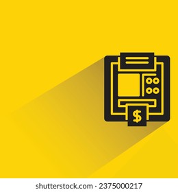 atm icon with shadow on yellow background