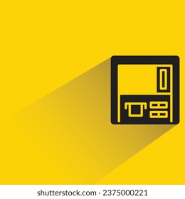 atm icon with shadow on yellow background