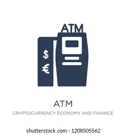 Atm icon. Trendy flat vector Atm icon on white background from Cryptocurrency economy and finance collection, vector illustration can be use for web and mobile, eps10