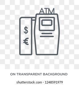 Atm icon. Trendy flat vector Atm icon on transparent background from Cryptocurrency economy and finance collection. High quality filled Atm symbol use for web and mobile