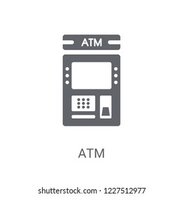 Atm icon. Trendy Atm logo concept on white background from Cryptocurrency economy and finance collection. Suitable for use on web apps, mobile apps and print media.
