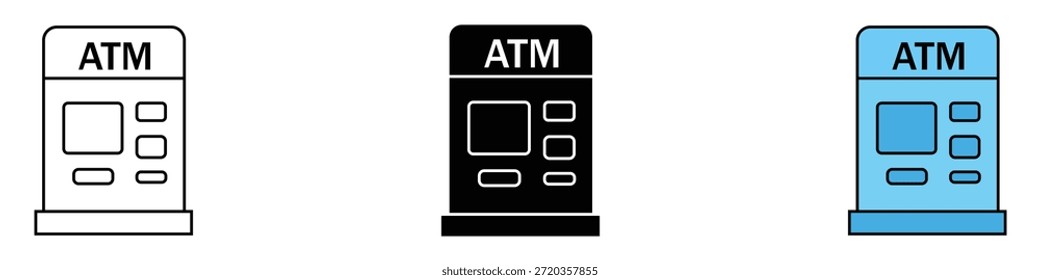 VECTOR del icono del cajero automático. transacciones bancarias y conveniente símbolo de retiros de efectivo. Ilustración vectorial.