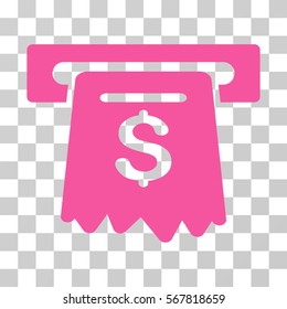 ATM icon. Vector illustration style is flat iconic symbol, pink color, transparent background. Designed for web and software interfaces.
