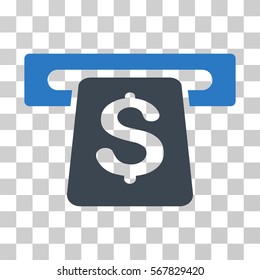 ATM icon. Vector illustration style is flat iconic bicolor symbol, smooth blue colors, transparent background. Designed for web and software interfaces.