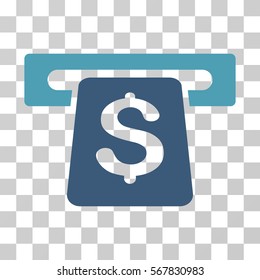 ATM icon. Vector illustration style is flat iconic bicolor symbol, cyan and blue colors, transparent background. Designed for web and software interfaces.