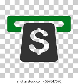 ATM icon. Vector illustration style is flat iconic bicolor symbol, green and gray colors, transparent background. Designed for web and software interfaces.