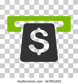 ATM icon. Vector illustration style is flat iconic bicolor symbol, eco green and gray colors, transparent background. Designed for web and software interfaces.