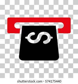 ATM icon. Vector illustration style is flat iconic bicolor symbol, intensive red and black colors, transparent background. Designed for web and software interfaces.