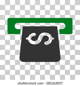 ATM icon. Vector illustration style is flat iconic bicolor symbol, green and gray colors, transparent background. Designed for web and software interfaces.