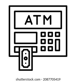 Imagen vectorial de icono ATM. También se puede usar para aplicaciones web, aplicaciones móviles y medios impresos.